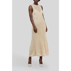 DISSH Ophelia Crochet Maxi Sleeveless Dress in Natural, size L